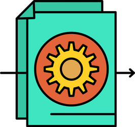document file gear settings flat color icon vector image
