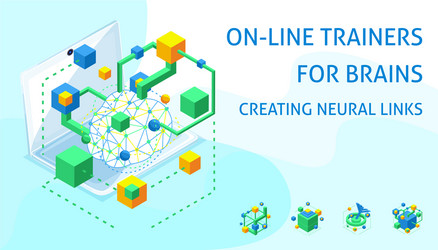 isometric brain development concept creating neur vector image