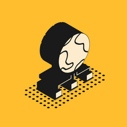 isometric computer network icon isolated on yellow vector image