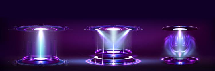 purple hi tech portal with light glow for game ui vector image
