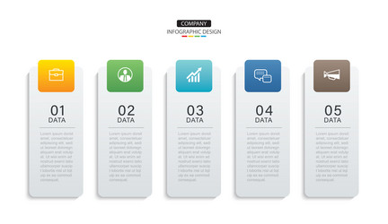 5 data infographics tab paper index template vector image