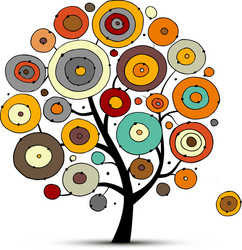 abstract circles tree sketch for your design vector image