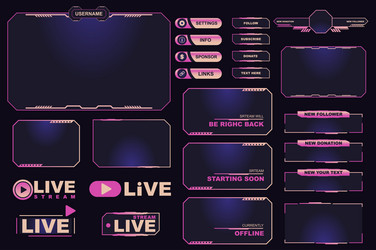 gamers stream screen frames mega set elements vector image