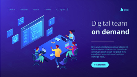 Software Development Team Isometric 3D vector image
