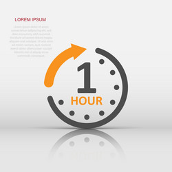 1 hour clock icon in flat style timer countdown vector image