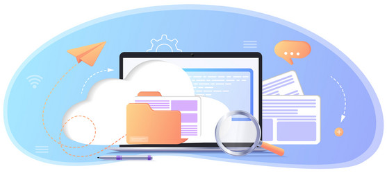 database with cloud server data set process vector image