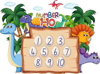 Dinosaur Number Counting - Learn to Count to Ten vector image