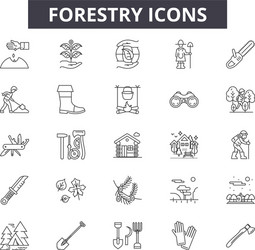 Forestry line icons for web and mobile design vector