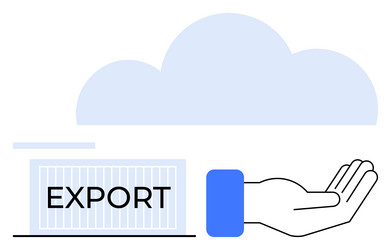 hand offering export container with cloud backdrop vector image