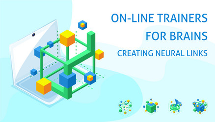 isometric brain development concept creating neur vector image