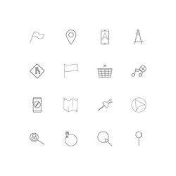 maps and navigation linear thin icons set vector image