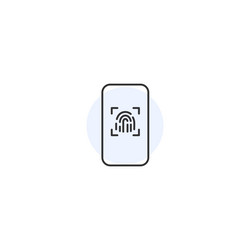 Mobile phone fingerprint biometric line icon vector