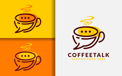 coffee talk logo design simple minimalist vector