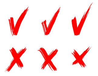 Red Checkmarks and Tick Marks Set vector image