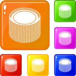 building roll net icons set color vector