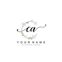 elegant floral initial logo designs with ca Vector Image