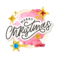 merry christmas text decorated with hand drawn Vector Image