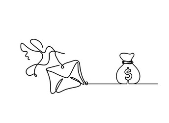 abstract paper envelope with bird and dollar vector image