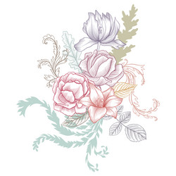 Floral Engraving Composition Vector Image