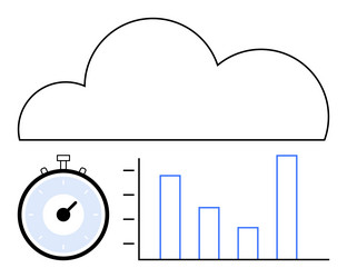 cloud computing and data analytics with stopwatch vector image
