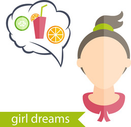 Flat design of a girl with hairstyle and icons vector