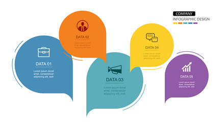 infographics speech bubbles timeline with 5 vector image