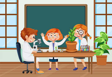 student doing science experiment in laboratory vector image