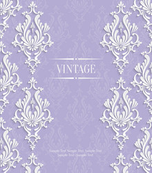 violet 3d vintage invitation card vector