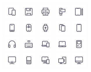 device and computer line icon set vector