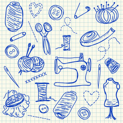 Set of hand drawn sewing elements Royalty Free Vector Image