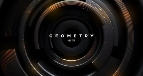abstract background with concentric black shapes vector image