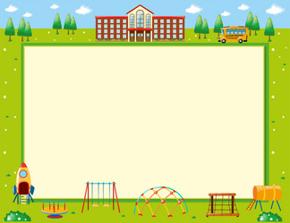 frame design with school and playground vector image