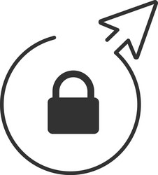 lock symbol in linear circle with arrow isolated vector image