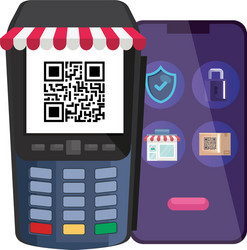 qr code inside dataphone and smartphone vector image