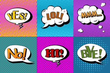 set of comic speech bubbles in pop art vector