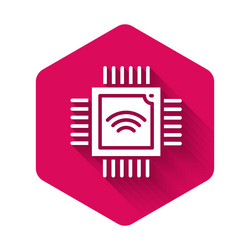 white computer processor with microcircuits cpu vector image