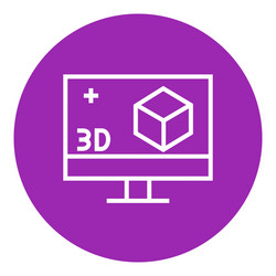 computer monitor with 3d box line icon vector