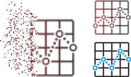 shredded pixel halftone line plot icon vector image