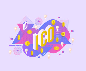 Ico text design - isometric vector