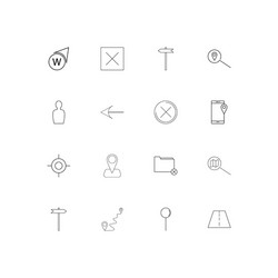 maps and navigation linear thin icons set vector image
