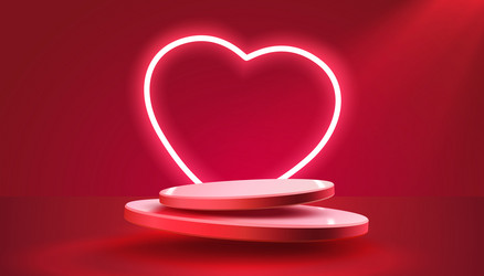 neon podium heart frame banner decoration vector