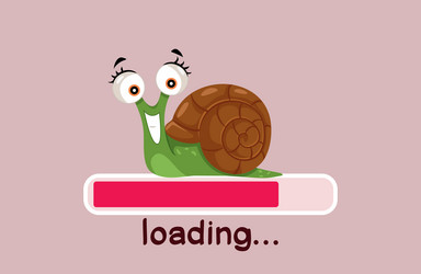 snail on a loading bar symbolizing slow internet vector image