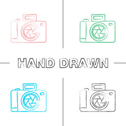 Hand Drawn Camera Icons Set Vector Image