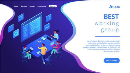 Software Development Team - Isometric 3D vector image