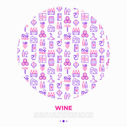 wine concept in circle with thin line icons vector image
