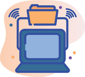 isolated file and laptop line fill block style vector image