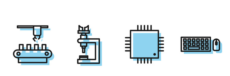set line processor with microcircuits cpu factory vector image