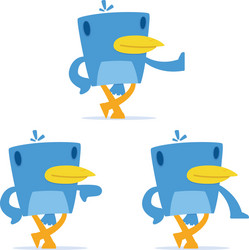 Set of funny cartoon blue bird vector