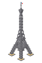 eiffel tower assembled from plastic blocks vector