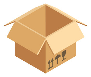 Open delivery package empty cardboard box icon vector